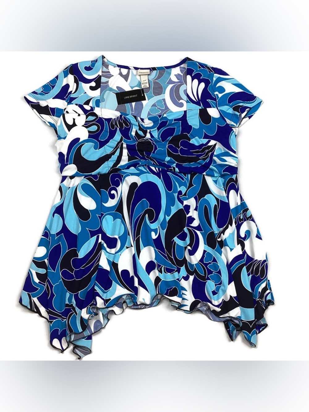 Lane Bryant Venezia Cap Sleeve Shark Bite Hem Blouse Sz 14/16 NEW! Retail $39.50